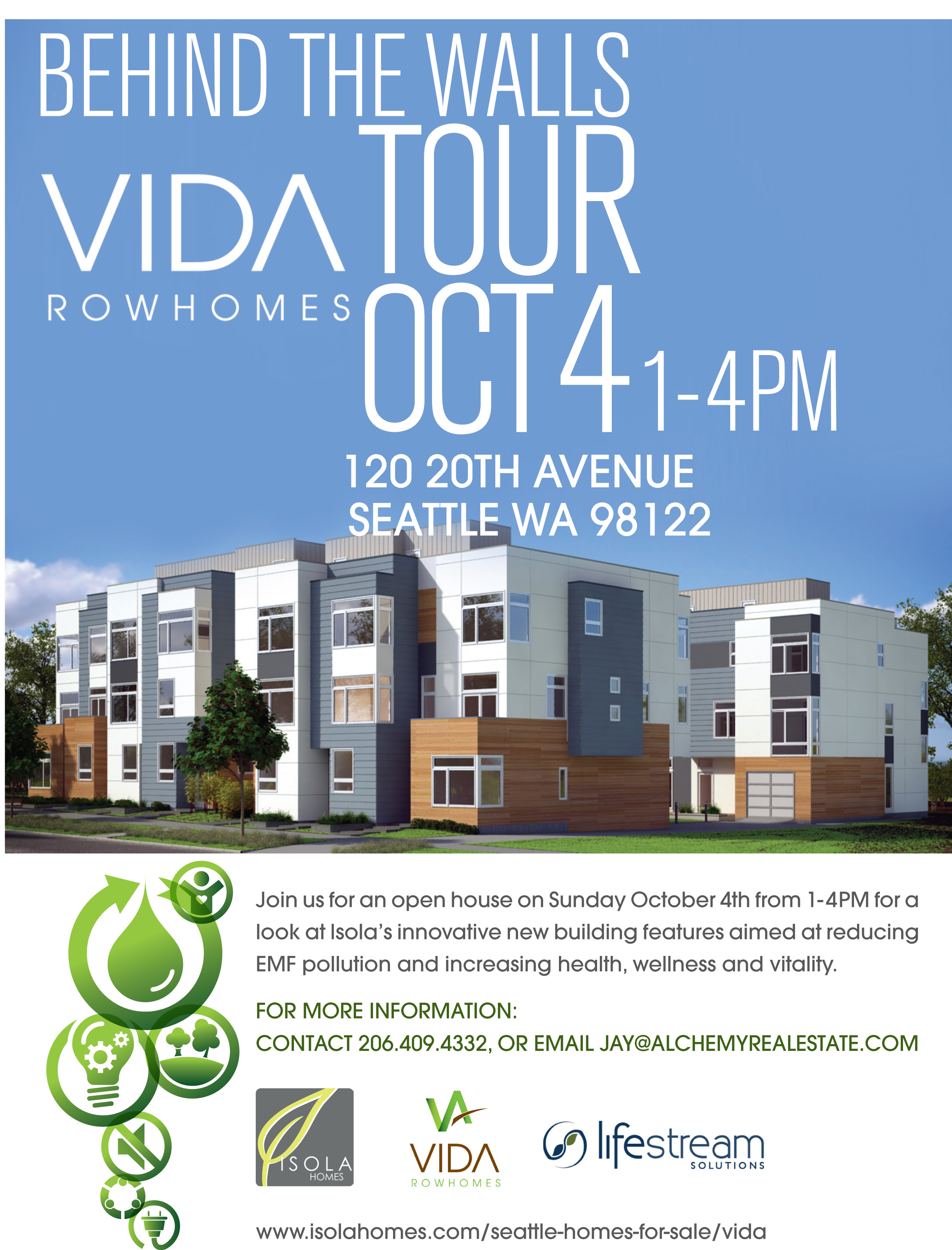 Seattle's leading green home and building biologists demonstrate key construction techniques used for VIDA, a green community design of 15 rowhomes in the Central District, located at 120 20th Ave, on Oct 4th from 1pm-4pm.